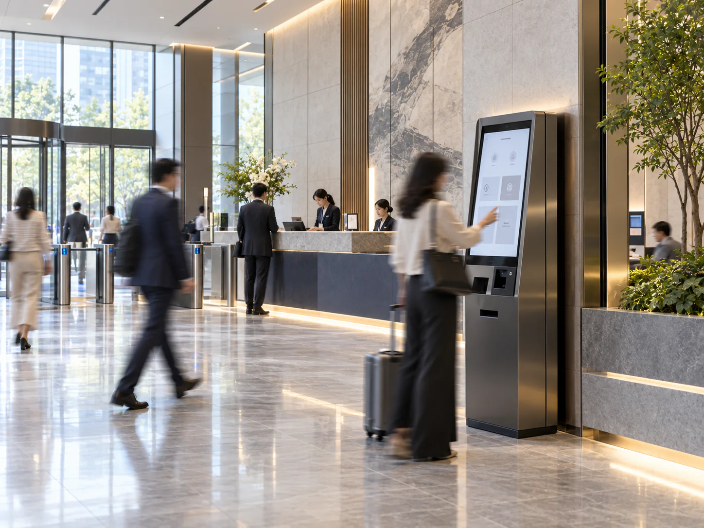 Self-service terminal in a commercial space