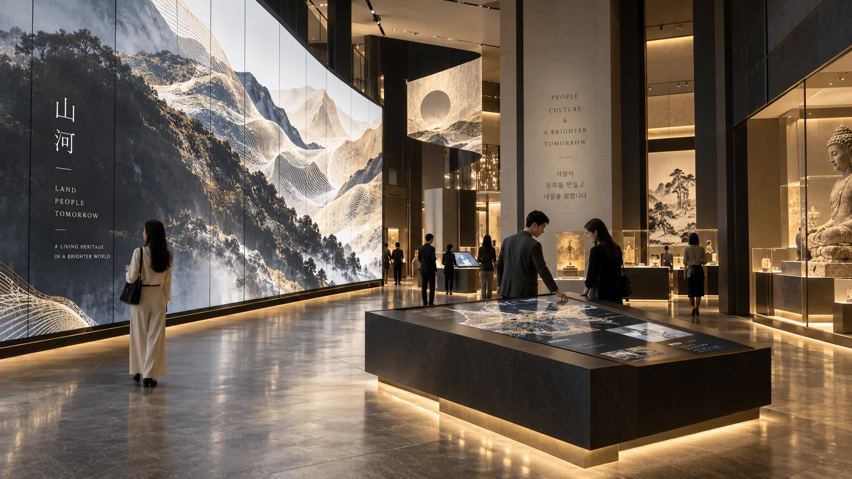 Large-format display system in a commercial space